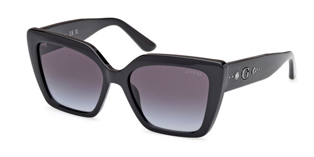 B209 - NWOT Guess GU00162 cat-eye sunglasses in shiny black with a red case Guess GU00162 01B Cat Eye Shiny Black Sunglasses  main image 3