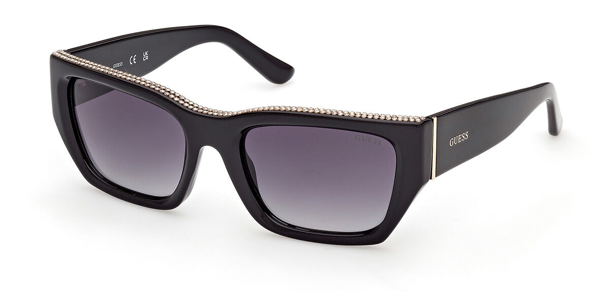 Guess Damski Shiny Black,Gold Gu00293 01B 55 Czarne E Okulary Przeciwsloneczne