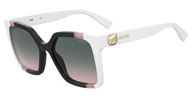 Moschino Black and White Sunglasses with Pink Detail Moschino MOS171/S 4WC/9O Square Metalized Grey on Pink  main image 3