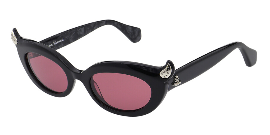 Vivienne Westwood VW5099 001 Oval Shiny Black Sunglasses ...