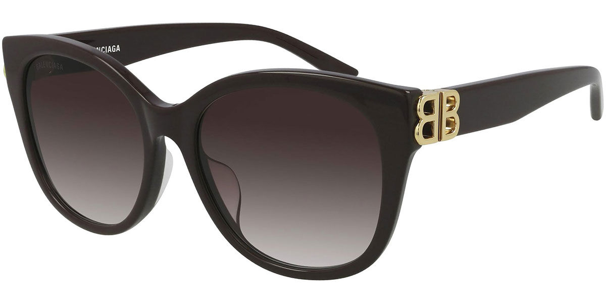 Balenciaga BB0103SA Asian Fit 005 Sunglasses Shiny Dark Purple