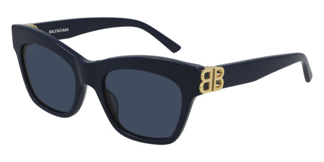 Balenciaga BB0132S 007 Square Shiny Dark Blue Sunglasses  display picture 1