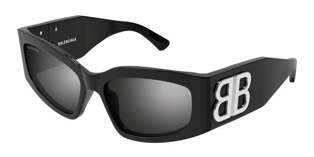 Balenciaga BB0321S Asian Fit 009 Rectangle Grey Sunglasses 
