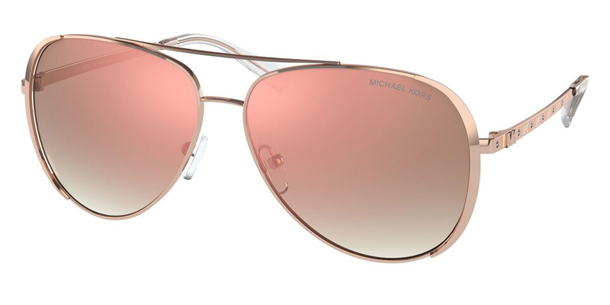 Michael Kors Femme MK1101B Chelsea Bright 11086F Lunettes De Soleil MéTal Rose Or Pilote Normale Ombré-image