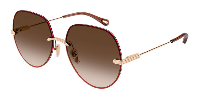 Chloé CH0135S 006 Oval Transparent Red Gold Sunglasses  display picture 1