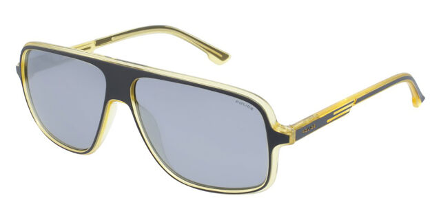 Police SPL961 Kaup Grey/Yellow Sunglasses For Men - Polarized Pilot Style Shades