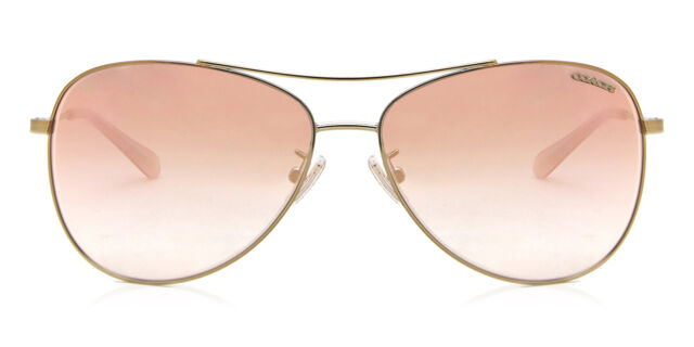 Coach HC7079 L1013 90056F Pilot Shiny Light Gold Sunglasses  display picture 3