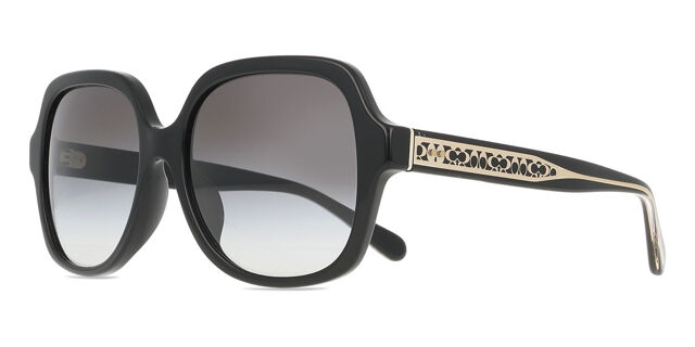 Coach HC8395U CR614 Black Square Sunglasses Coach HC8395U CR614 M (54 - 17) with Grey lenses and Black  main image 4