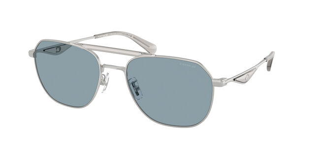 Coach Pilot Aviator Silver and Blue Sunglasses COACH® Outlet | C Hardware Metal Pilot Sunglasses main image 2