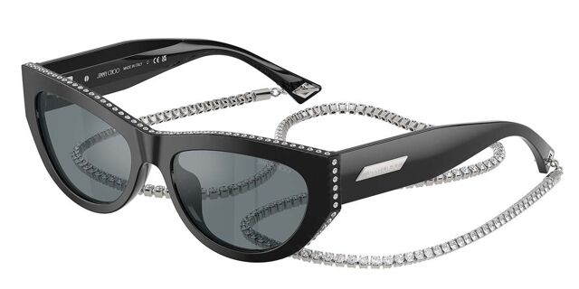 Black Jimmy Choo Sunglasses w/ Silver Gems Amazon.com: JIMMY CHOO RUA/G/S Black Silver/Dark Grey Shaded  main image 3