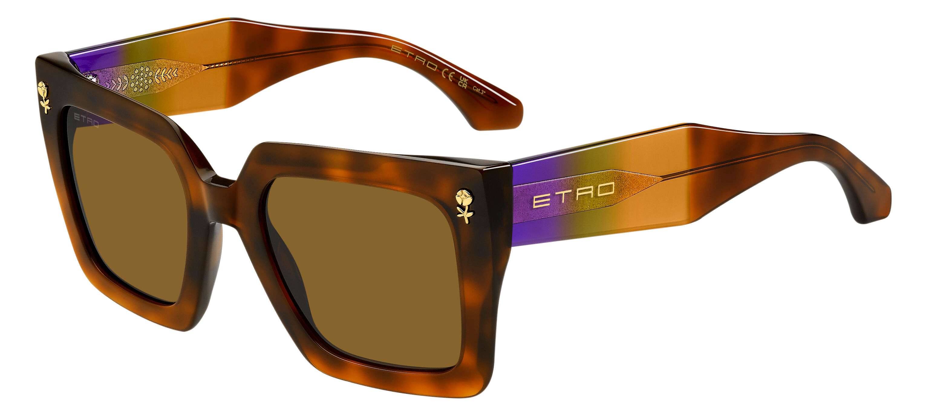 Etro 0089/S C9B/70 52 Sk&ouml;ldpaddem&ouml;nstradeshell Solglas&ouml;gon Kvinna