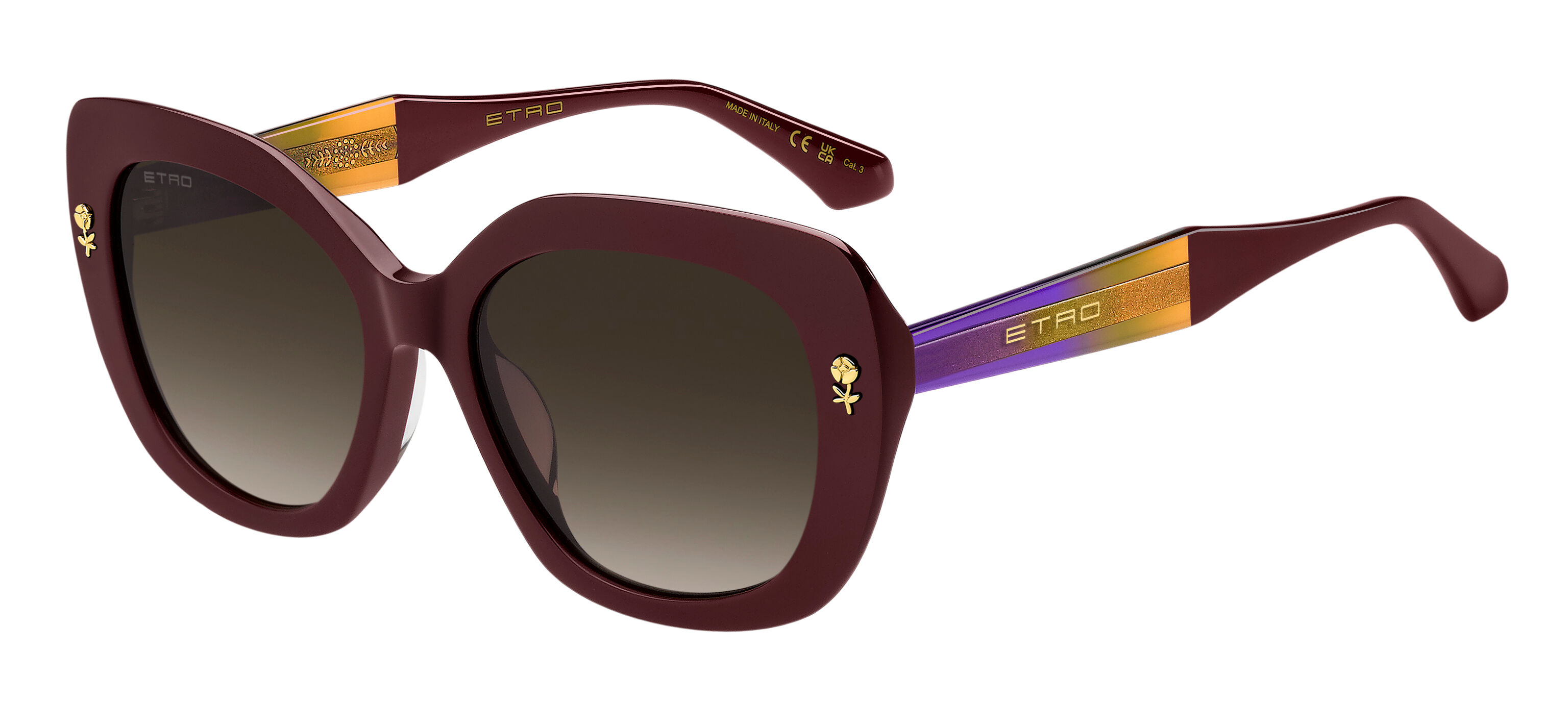 Etro 0091/F/S Asian Fit LHF/HA 56 Bourgogne Solglas&ouml;gon Kvinna