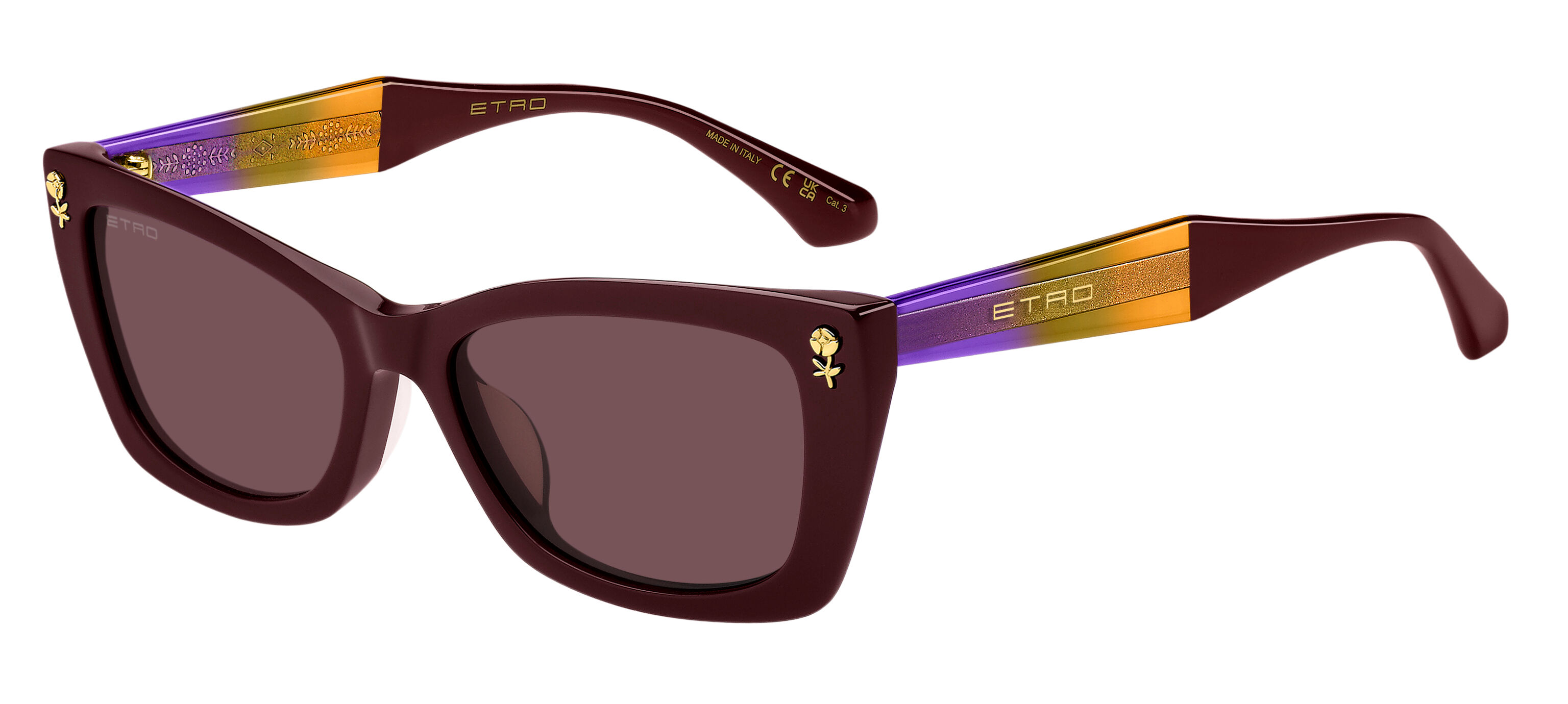 Etro 0092/F/S Asian Fit LHF/U1 54 Bourgogne Solglas&ouml;gon Kvinna