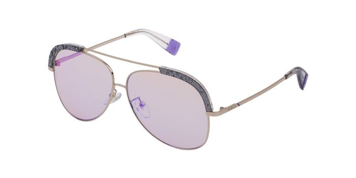 Furla SFU785 0300 Geometric Shiny Rose Gold/Black Sunglasses  display picture 3