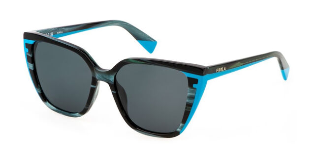 Furla Blue Cat-Eye Sunglasses – Brand New Furla SFU779V 06N1 Cat Eye Transparent Aegean Blue Sky Blue  main image 3