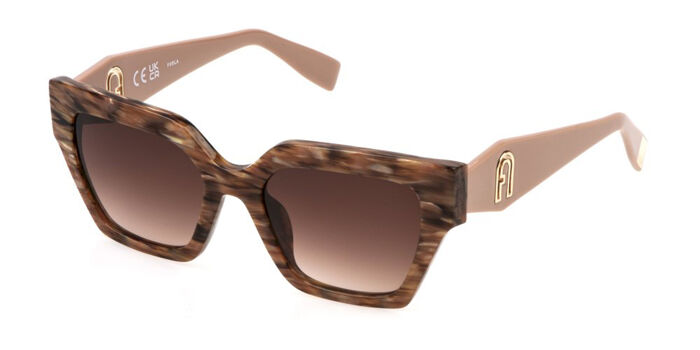 New! Furla SFU785 0300 Stylish Gradient Sunglasses, Authentic Furla SFU785 0300 Geometric Shiny Rose Gold/Black Sunglasses  main image 2