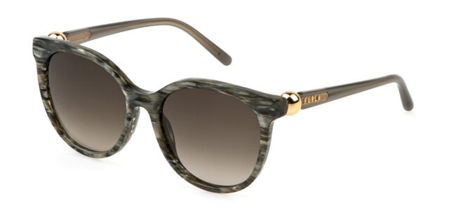 Furla SFU887 06BZ Oval Striped Grey Sunglasses  display picture 2