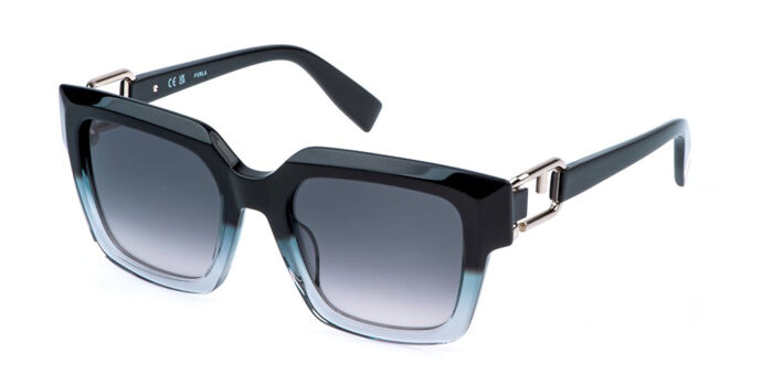 Furla SFU817 700Y Square Shiny Black Sunglasses  display picture 1