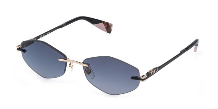 New! Furla SFU785 0300 Stylish Gradient Sunglasses, Authentic Furla SFU785 0300 Geometric Shiny Rose Gold/Black Sunglasses  main image 4