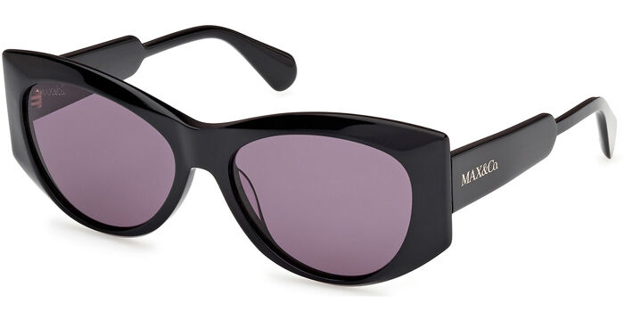 Max & Co. Geometric Cat-Eye Sunglasses in Black and Gold Max & Co. MO0111 01E Cat Eye Shiny Black/Gold Sunglasses  main image 2