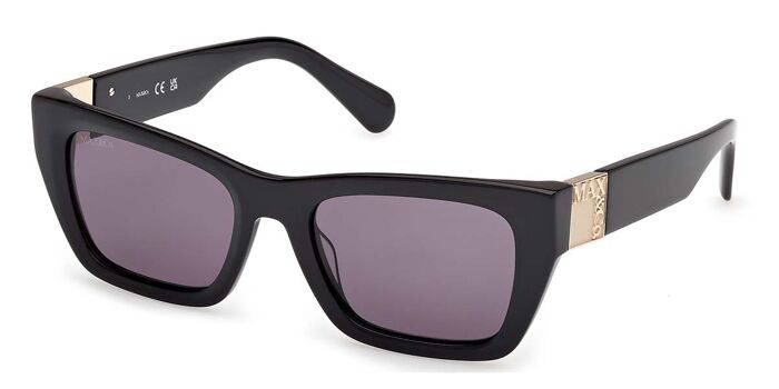Max & Co. MO0111 01E Cat Eye Shiny Black/Gold Sunglasses 