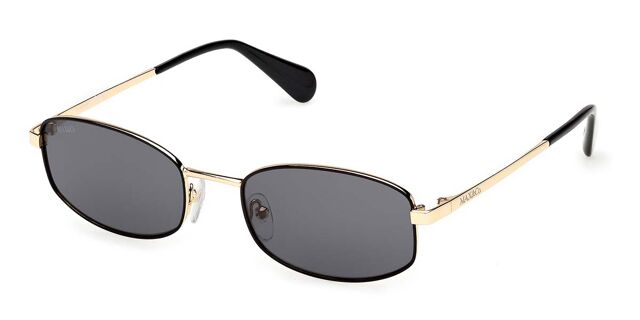 Max & Co. MO0135 01A Oval Shiny Black On Gold Sunglasses  display picture 3