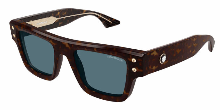 Montblanc MB0253S 005 Square Brown Horn Sunglasses  display picture 2