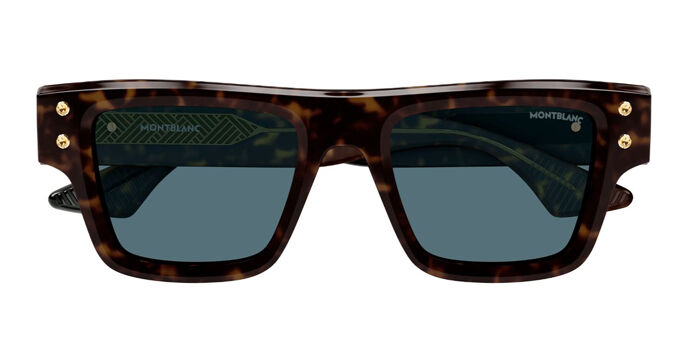 Montblanc MB0253S 005 Square Brown Horn Sunglasses  display picture 1