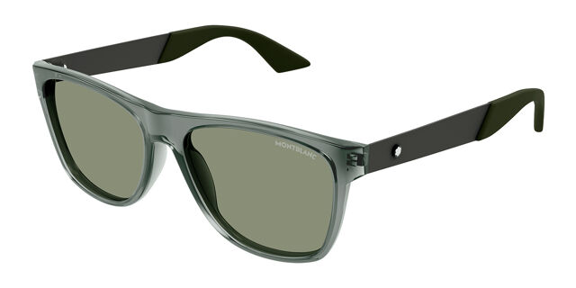 Montblanc Women Sunglasses Grey Ruthenium Green Square MB0298S 003 BRAND NEW MB0298S Sunglasses - Montblanc Authorized Retailer  main image 3