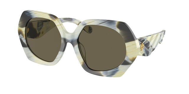 Tory Burch Kira TY7195U Ivory Horn Brown Woman Sunglasses 55mm New Tory Burch Woman Irregular Sunglasses TY7195U 194203  main image 4