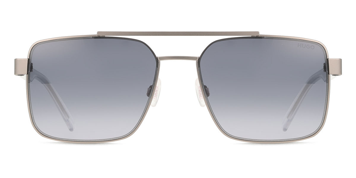 Hugo HG1313S Gradient Lens Metal Square Sunglasses — Silver
