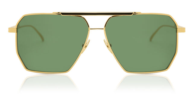 Bottega Veneta BV1012S 004 Sunglasses Gold Aviator Frame, Green Lenses Bottega Veneta BV1012S Square Sunglasses | Fashion Eyewear US main image 3