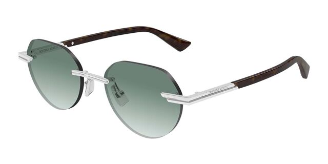 Bottega Veneta BV1379S 002 Oval Silver Sunglasses  display picture 3