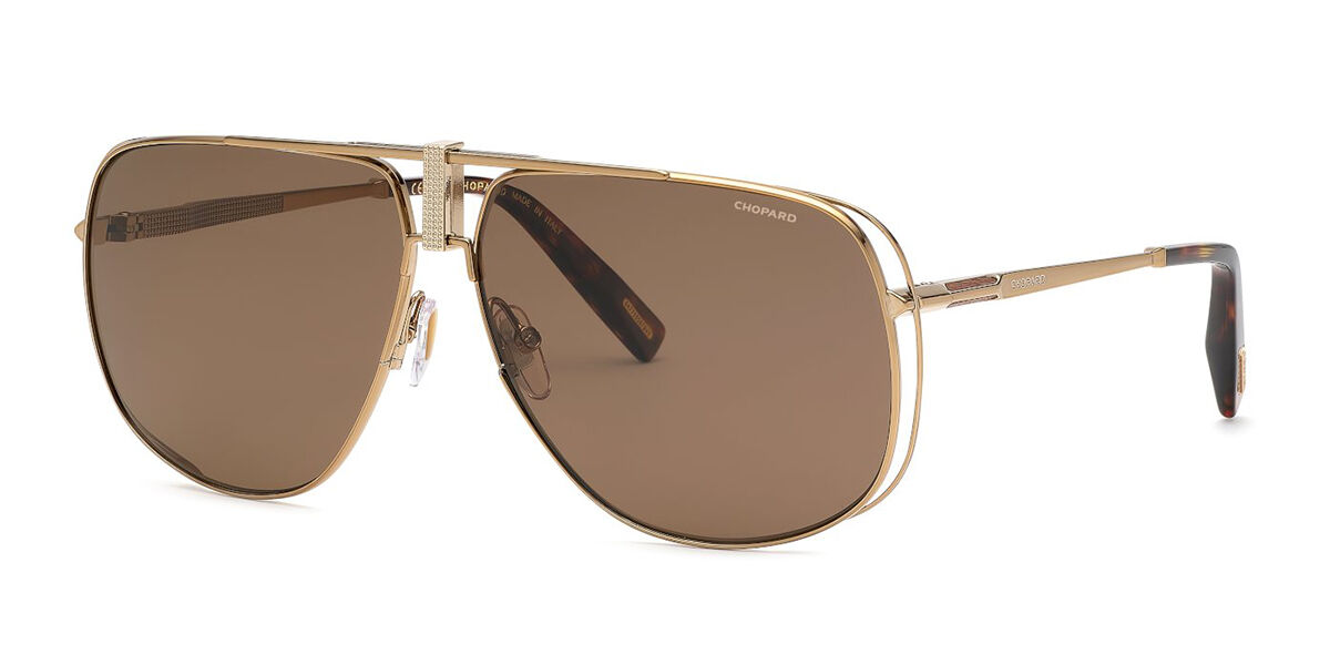 Photos - Sunglasses Chopard SCHG91V Polarized 8FFP Men's  Gold Size 65 
