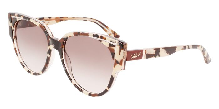 Karl Lagerfeld Carved Out Cat Eye Shades, Gradient Brown Crystal Logo KL6068 Karl Lagerfeld KL6068S 205 Cat Eye Brown Clear Sunglasses  main image 3