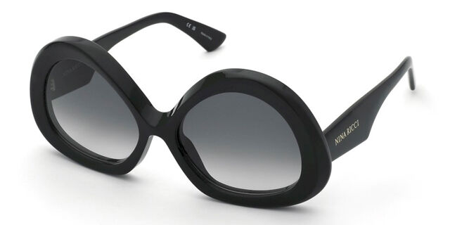 Nina Ricci SNR403 0700 Oval Glossy Black Sunglasses  display picture 1