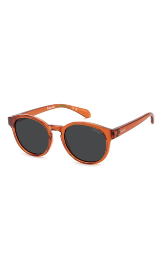 Lunettes De Soleil Polaroid Pour Enfants PLD 8054 - Monture Verte, Verres Orange, Taille Junior 47/16/130