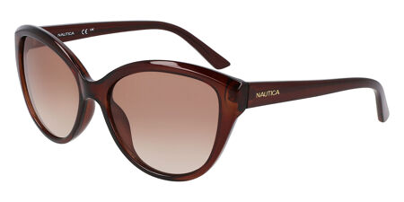Nautica N2241S 210 Cat Eye Transparent Brown Sunglasses 