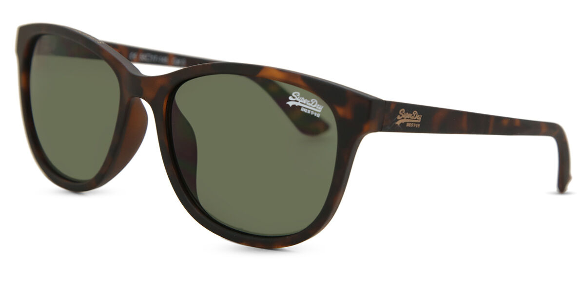 Superdry Unisex Sonnenbrille Lizzie – Rechteckig, Hellbraunes Acetat, Grüne Gläser, 55 Mm