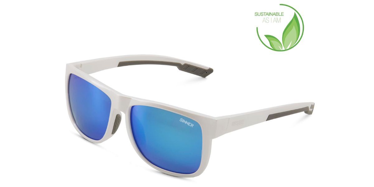 Sinner Totai Asian Fit Polarized Sisu-928-30-p48 Men's Sunglasses White Size Standard In Shiny White-matte Grey