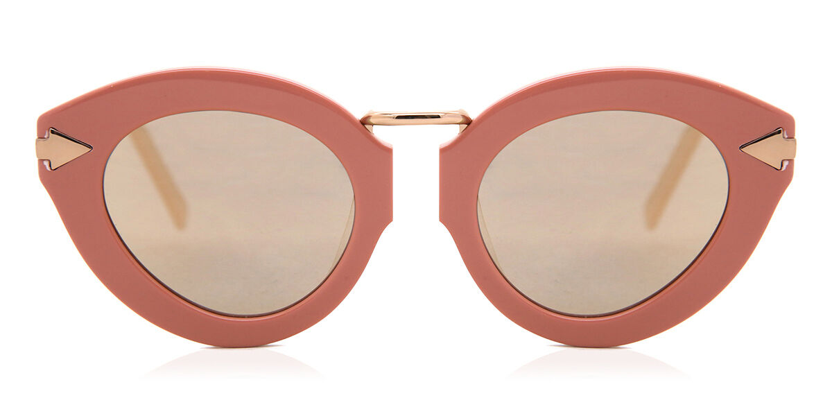Karen Walker Super Lunar Round Monochromatic Sunglasses, Pink Karen Walker Helter Skelter 22 Black W Gold Uni-Sex Round  main image 3