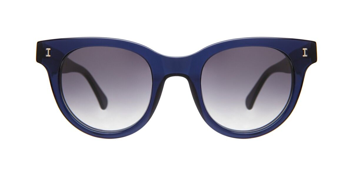 Illesteva Sicilia SIC12GRG Oval Shiny Navy Blue Sunglasses 