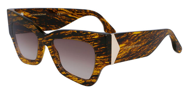Victoria Beckham VB662S 736 Cat Eye Yellow Horn Sunglasses 