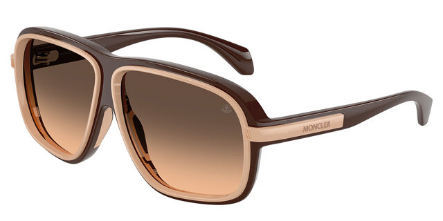 Moncler ME8011U TWOTONE 5022G9 Square Shiny Brown Sunglasses  display picture 3