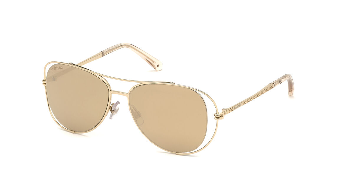 Photos - Sunglasses Swarovski SK0231 32G Women's  Gold Size 55 