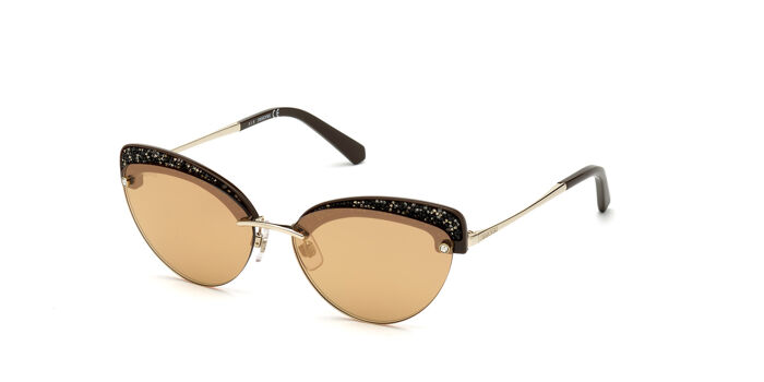 Swarovski SK0257 32G Sunglasses - Gold Frame, Brown Lenses 0SK7003__400473__P21__shad__qt.png main image 3