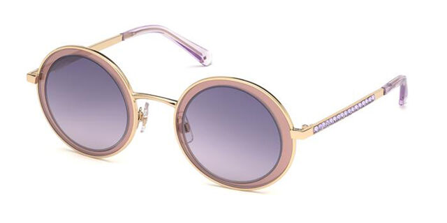 Swarovski SK0199 32T Round Gold Pink Purple Sunglasses  display picture 1