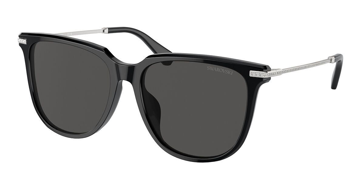 Photos - Sunglasses Swarovski SK6015D Asian Fit 100187 Women's  Black Size 