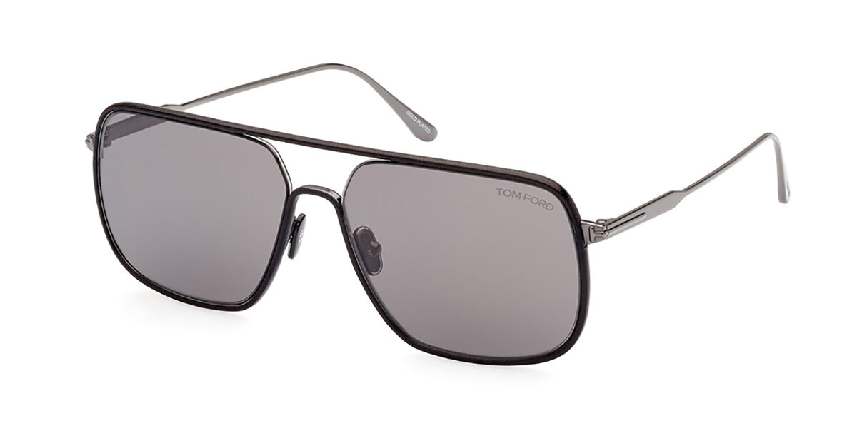 Tom Ford FT1015 CLIFF-02 12C Sunglasses Shiny Dark Ruthenium Silver ...