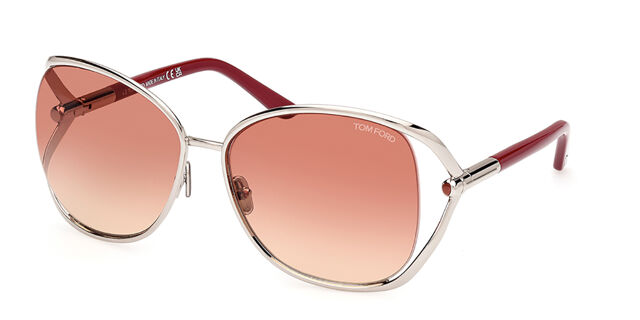 Tom Ford FT1091 MARTA 16T Oversized Shiny Palladium Silver 
